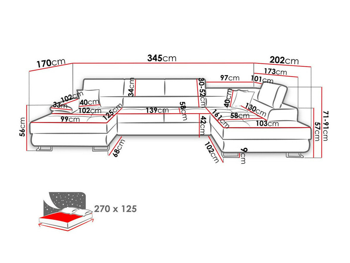 Sarokkanapé Kiságyere BIS (Alvin Bis), Szín: Matana 19 + Matana 17, Változatok: Jobbos