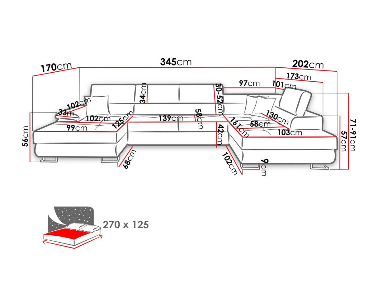 Sarokkanapé Kiságyere BIS (Alvin Bis), Szín: Alfa 17, Változatok: Balos