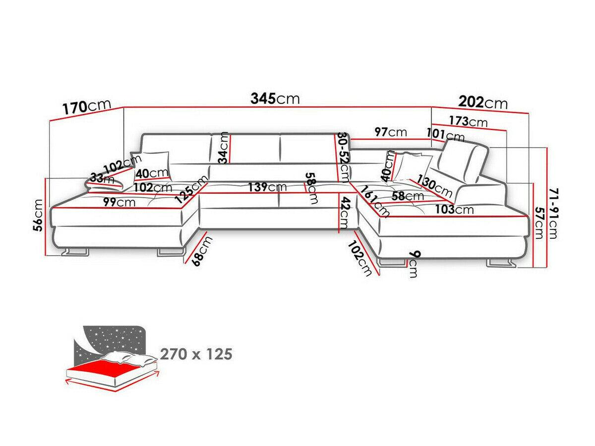 Sarokkanapé Kiságyere BIS (Alvin Bis), Szín: Matana 19 + Matana 17, Változatok: Balos