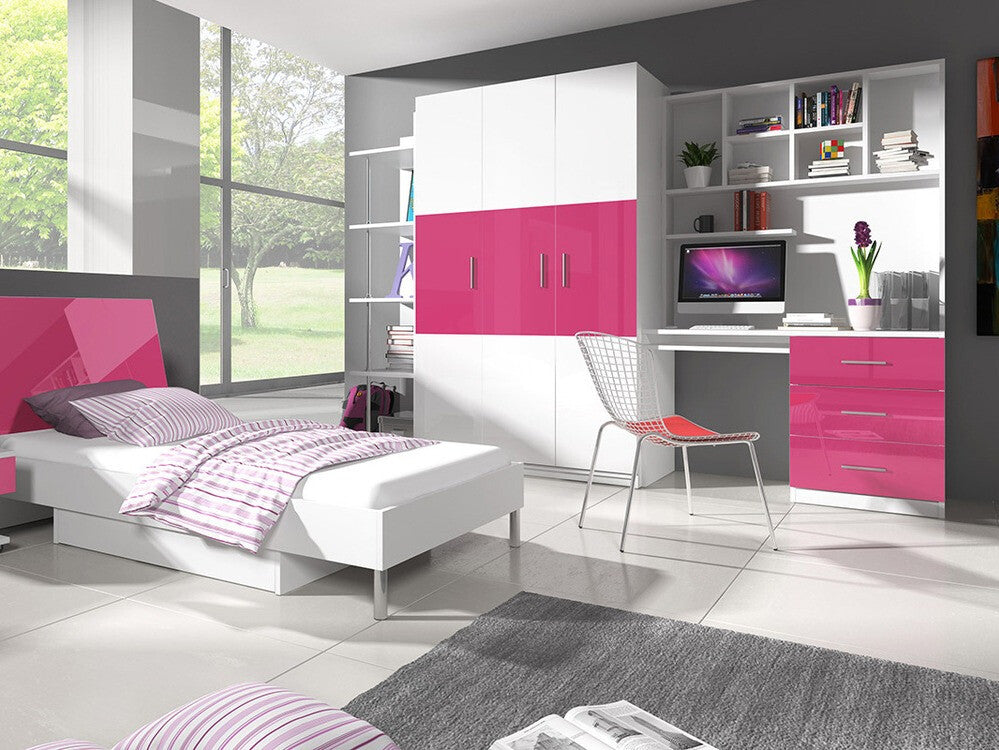 Íróasztal RAJ (Paradise PD3), Szín: Fehér + Fényes rózsaszínű