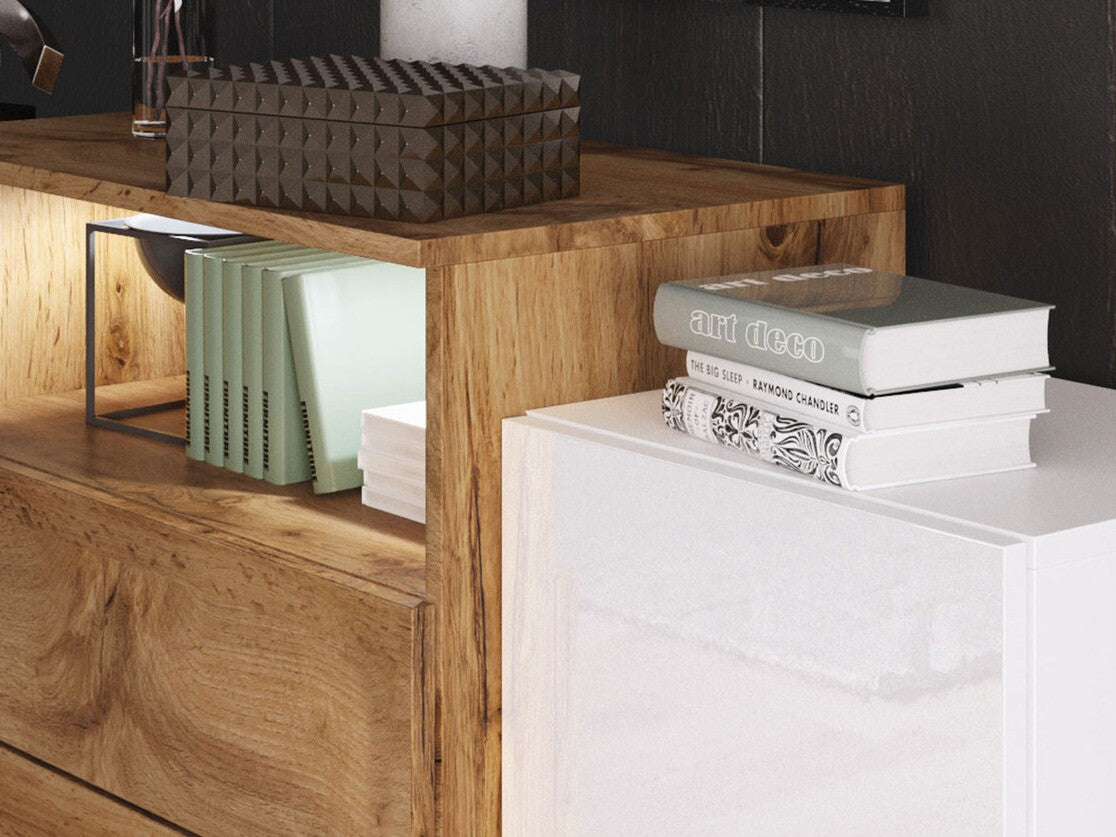 Komód URBAN URBIII1500 (Layla III), Szín: Fehér + Fényes fehér, Led világítás: Nem