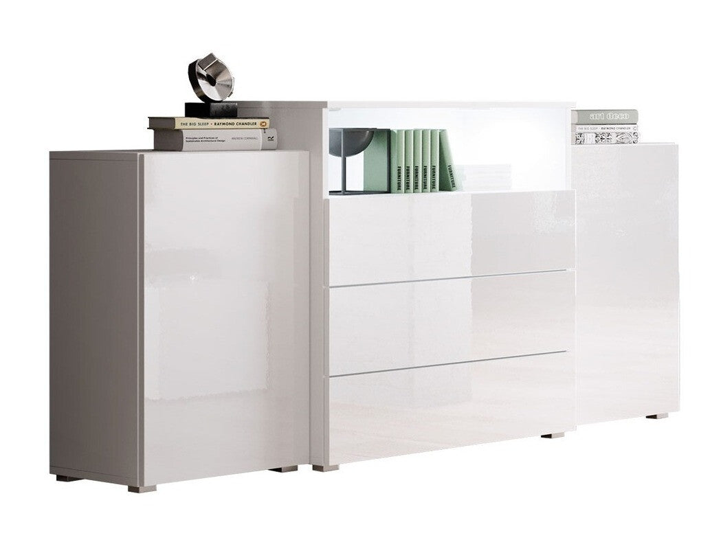 Komód URBAN URBIII1500 (Layla III), Szín: Fehér + Fényes fehér, Led világítás: Igen