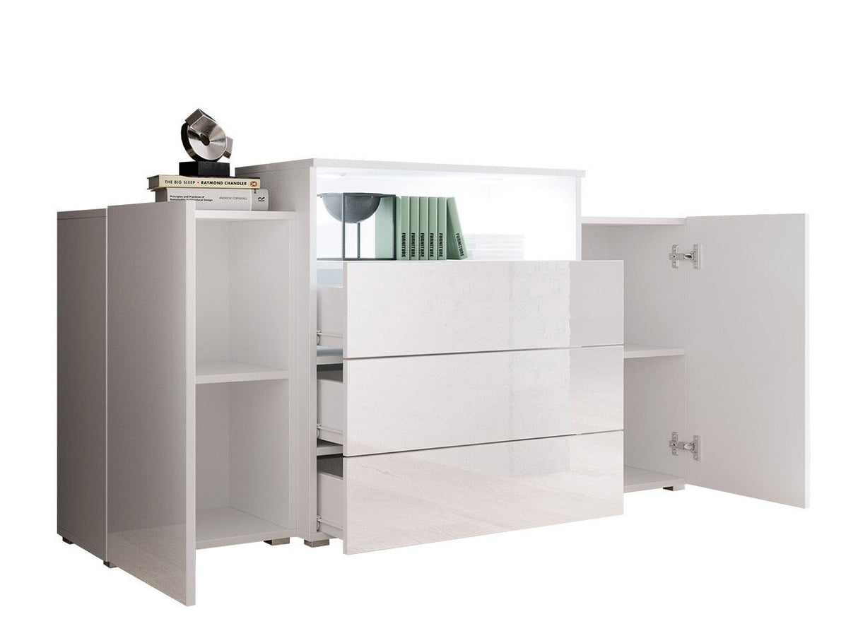 Komód URBAN URBIII1500 (Layla III), Szín: Fehér + Fényes fehér, Led világítás: Igen