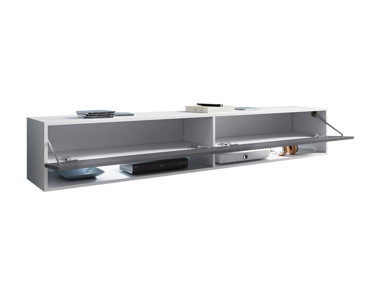 TV-állvány Lowboard A180 (Adenik 180), Led világítás: Nem, Szín: Wotan tölgy + Fényes fekete