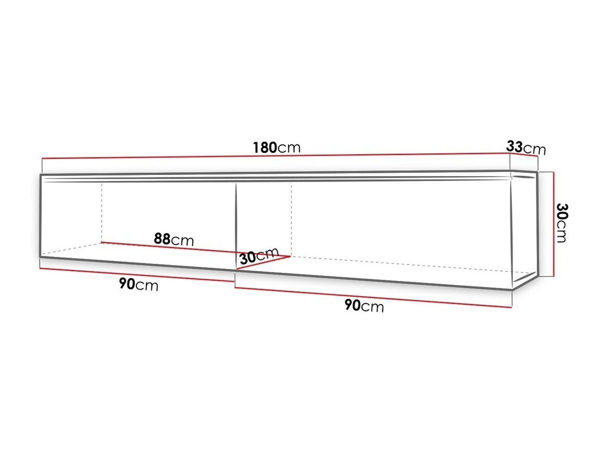TV-állvány Lowboard D180 (Dlone 180), Led világítás: Nem, Szín: Beton