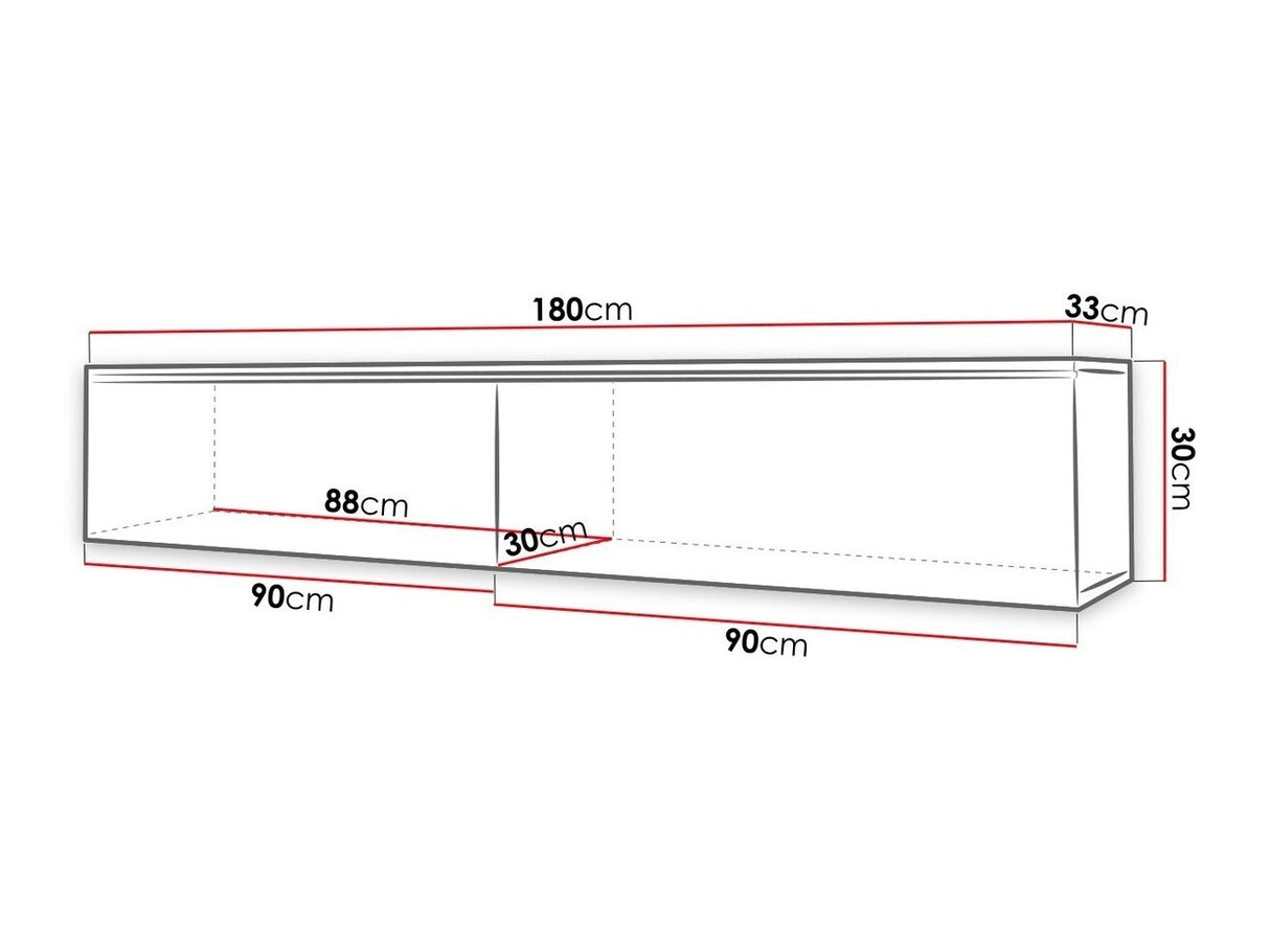 TV-állvány Lowboard D180 (Dlone 180), Led világítás: Nem, Szín: Matera szürke + Fényes fehér