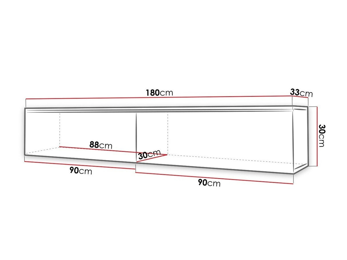 TV-állvány Lowboard D180 (Dlone 180), Led világítás: Nem, Szín: Wotan tölgy