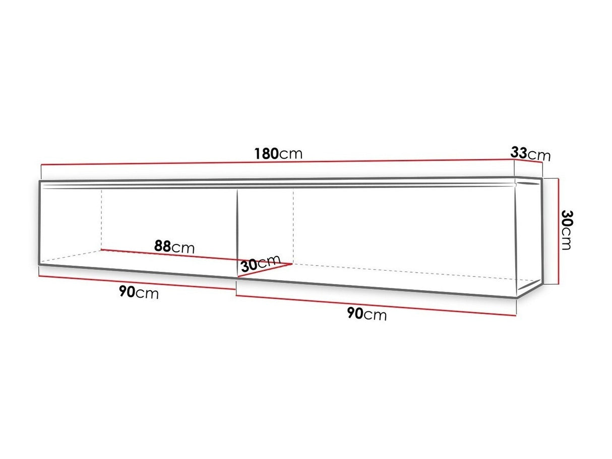 TV-állvány Lowboard D180 (Dlone 180), Led világítás: Nem, Szín: Érett tölgy