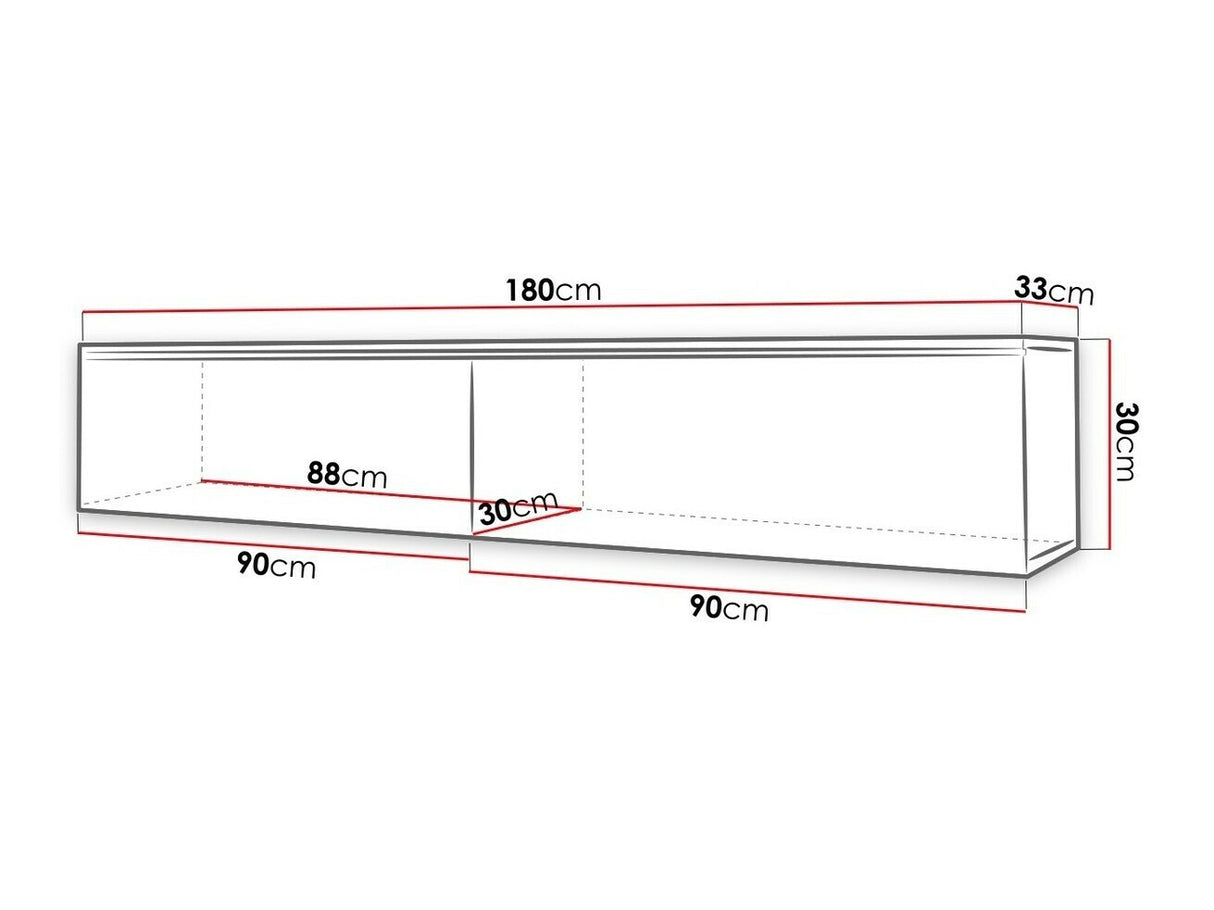 TV-állvány Lowboard D180 (Dlone 180), Led világítás: Nem, Szín: Fehér + Fényes fehér