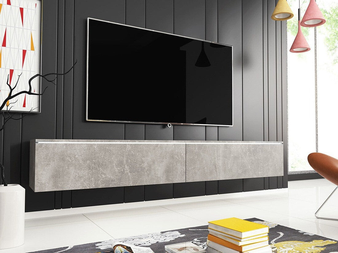 TV-állvány Lowboard D180 (Dlone 180), Led világítás: Nem, Szín: Beton