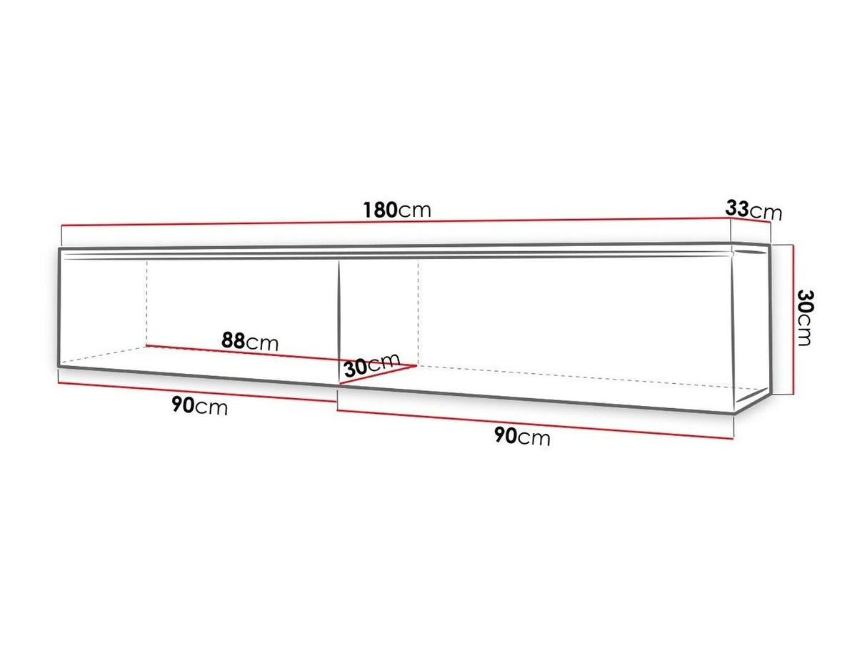 TV-állvány Lowboard D180 (Dlone 180), Led világítás: Igen, Szín: Matera szürke + Fényes fehér