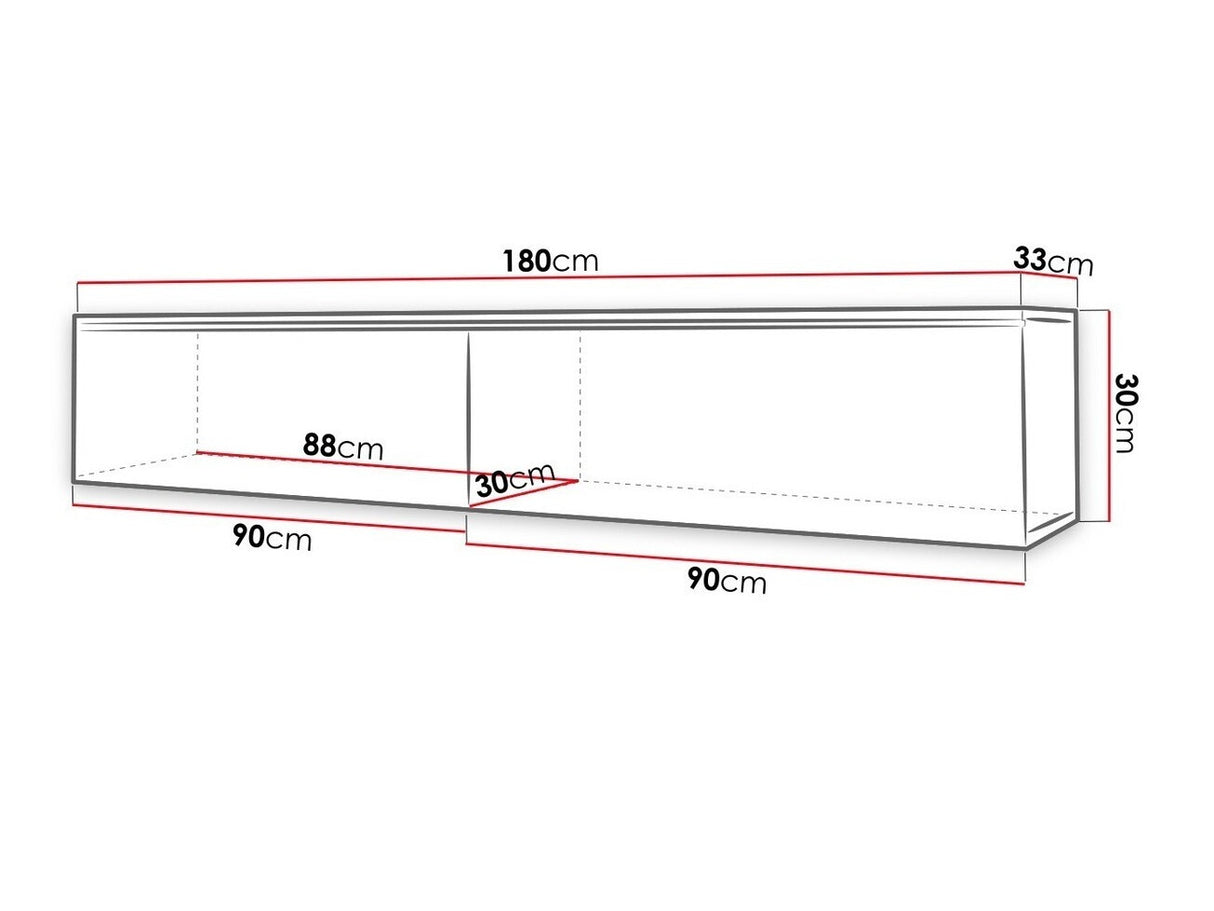 TV-állvány Lowboard D180 (Dlone 180), Led világítás: Igen, Szín: Érett tölgy