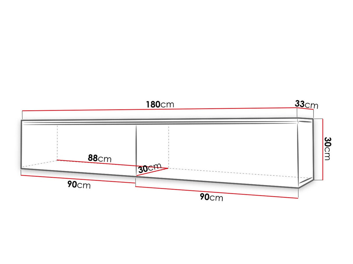 TV-állvány Lowboard D180 (Dlone 180), Led világítás: Nem, Szín: Grafit