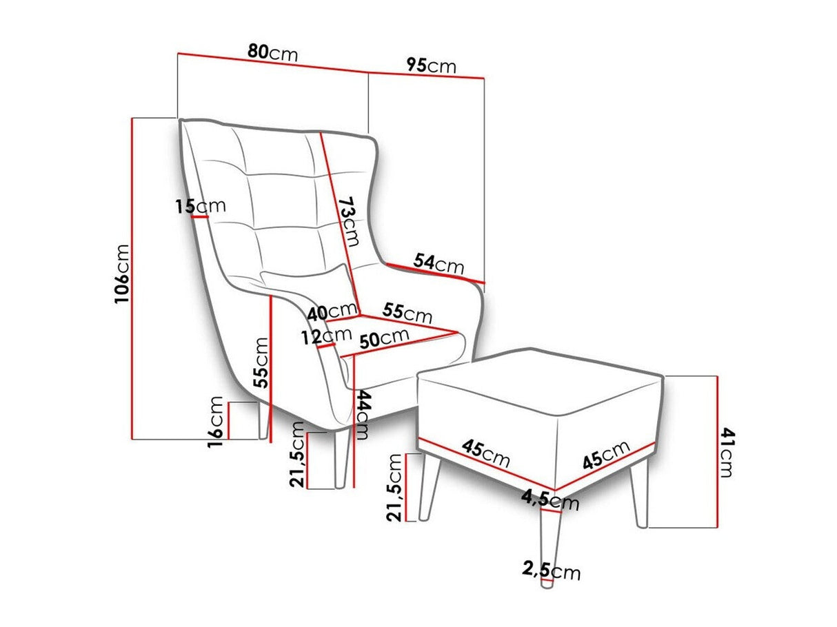Fotel Estjanem (Florence) + puff, Szín: Aston 8