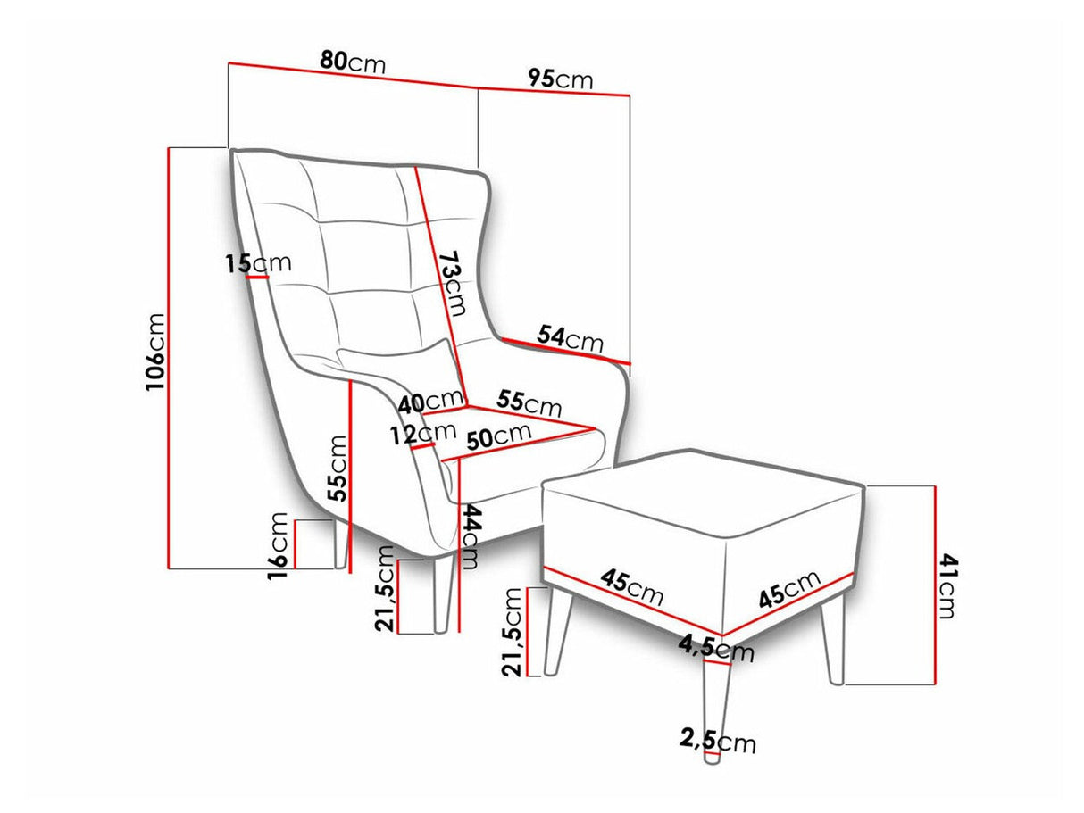Fotel Estjanem (Florence) + puff, Szín: Alfa 17