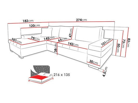 Sarokkanapé Bangkok mini (Kanton mini), Szín: Lux 05 + Lux 06