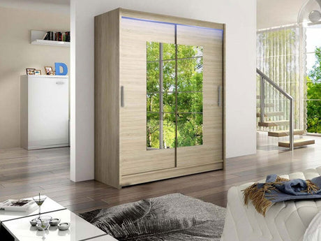 Gardróbszekrény Westa III (Presto), Szín: Sonoma tölgy, Led világítás: Igen