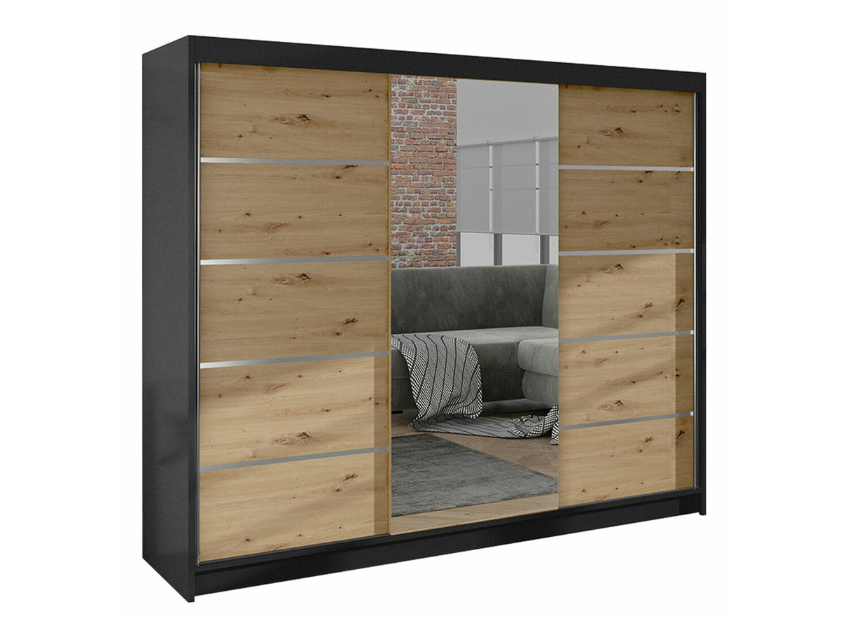 Gardróbszekrény Derby VI (Genewa VI), Szín: Fekete + Artisan tölgy