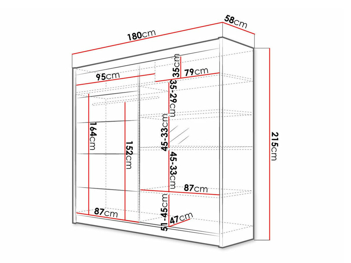 Gardróbszekrény Talin III (Bárasztalr III), Szín: Fehér, Led világítás: Nem