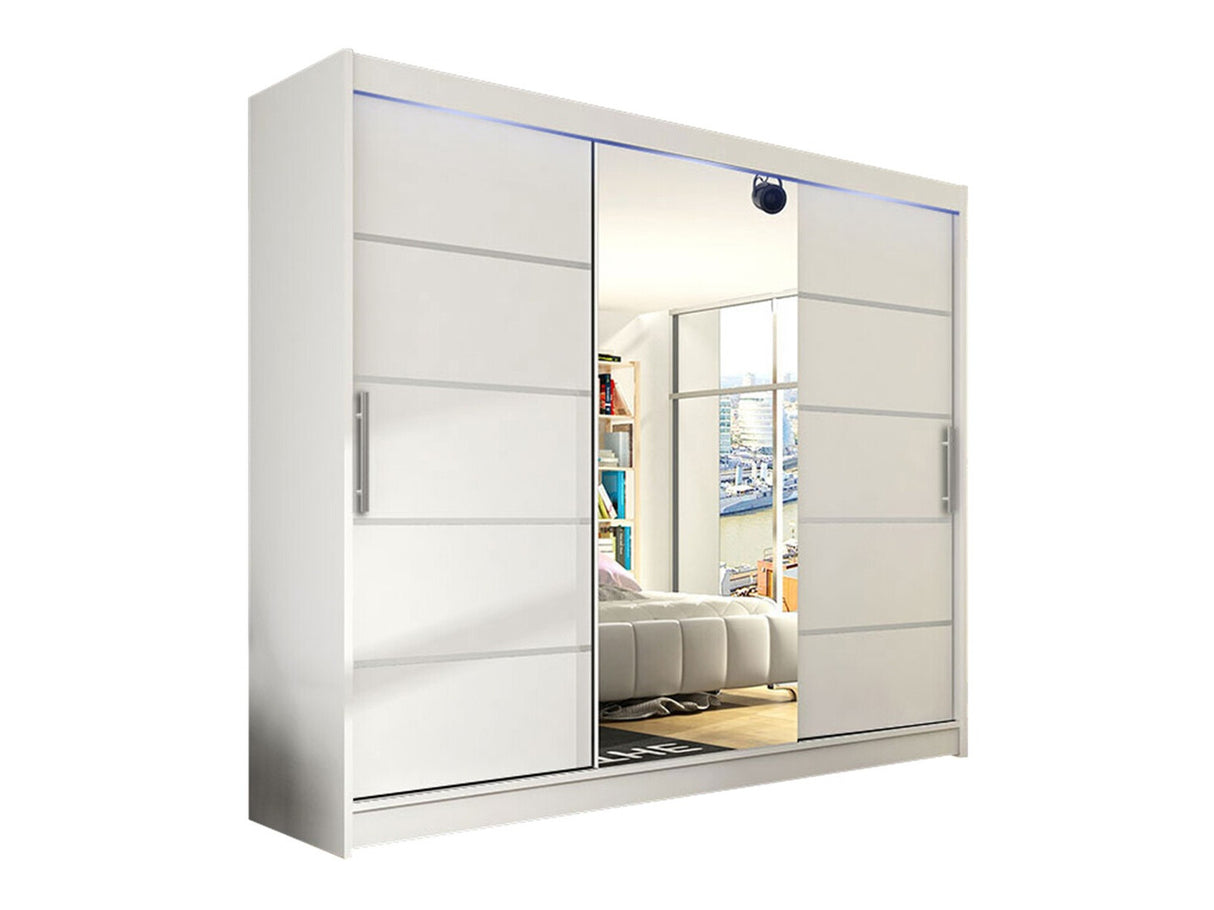 Gardróbszekrény Aston VI (Dasto), Szín: Fehér, Led világítás: Igen