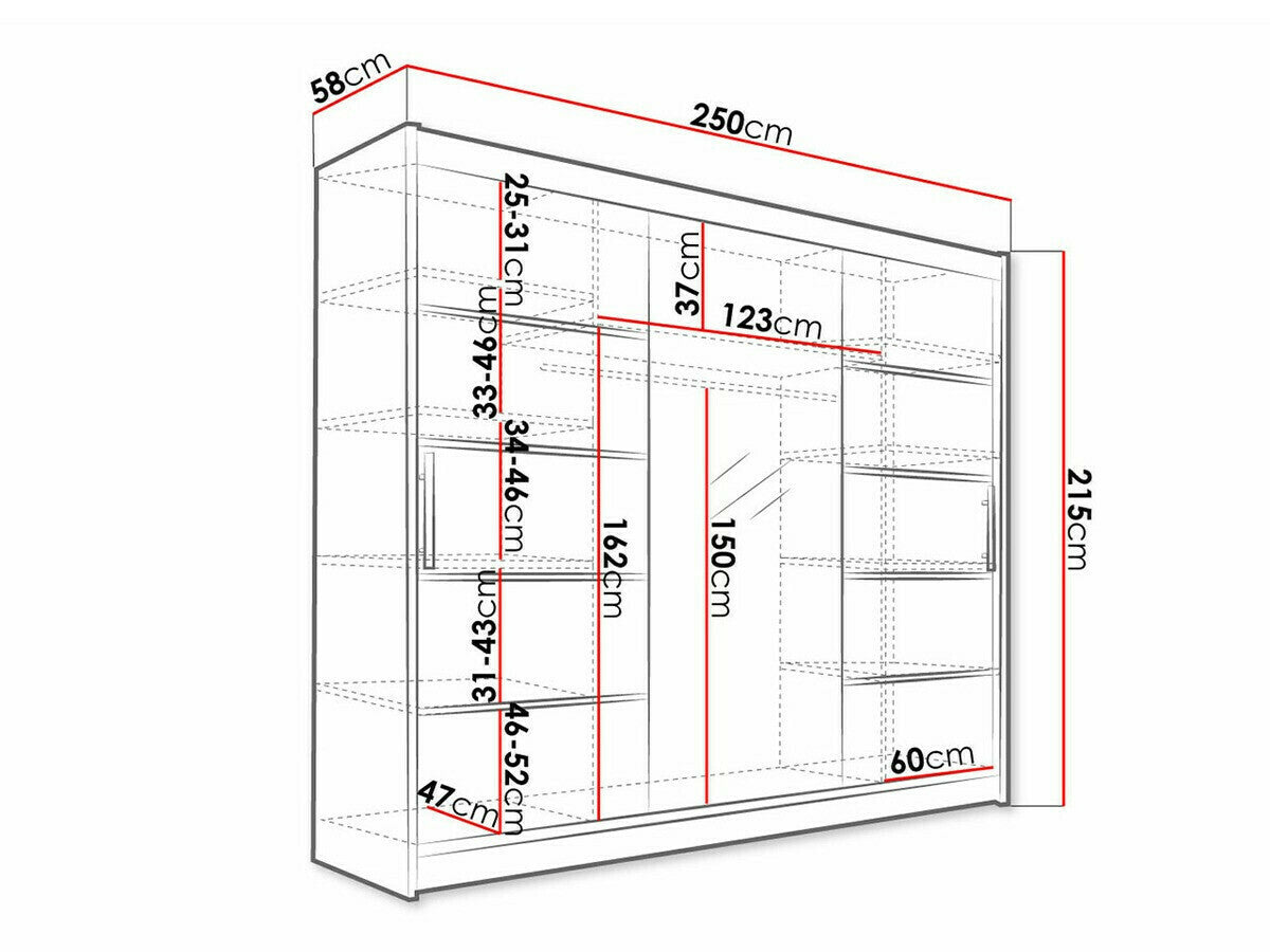 Gardróbszekrény Aston VI (Dasto), Szín: Sonoma tölgy, Led világítás: Igen