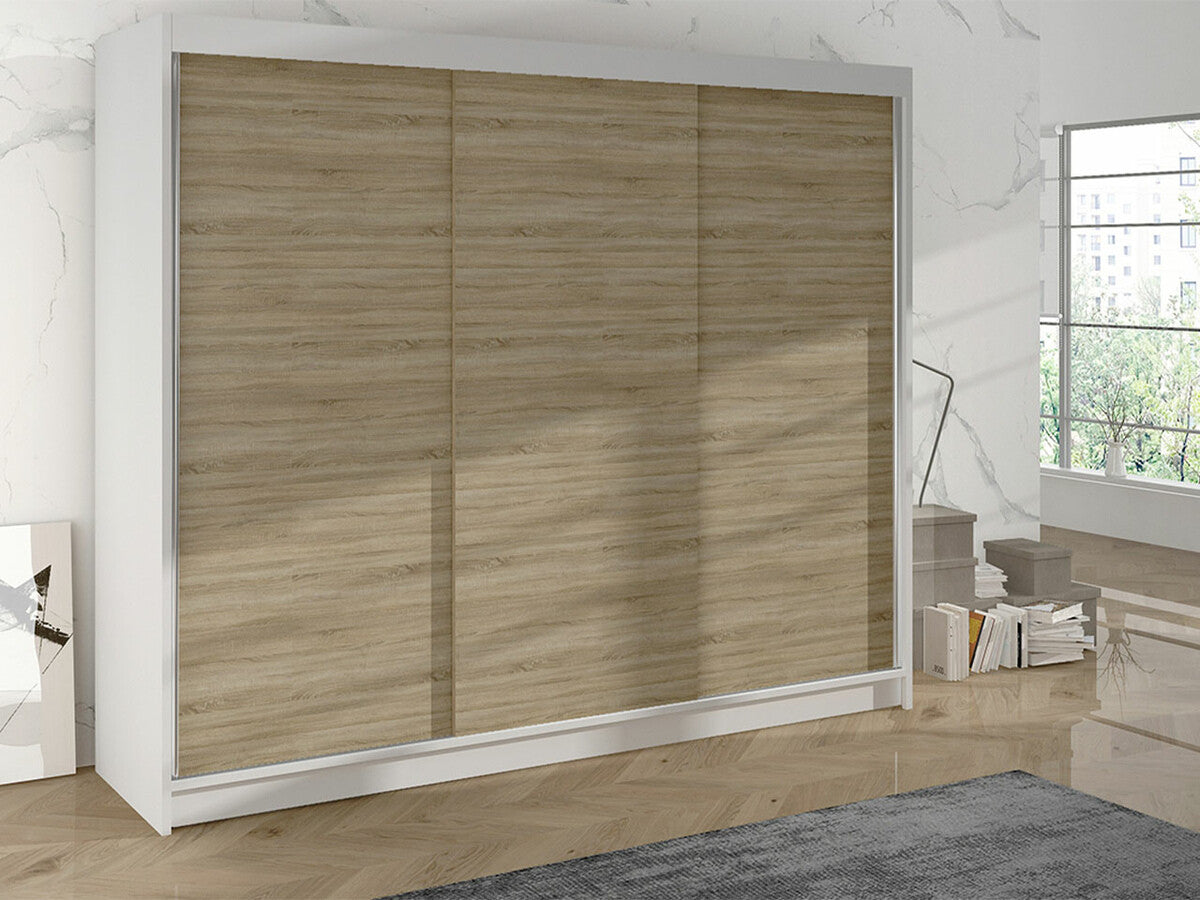 Gardróbszekrény Derby II (Genewa II), Szín: Fehér + Sonoma tölgy