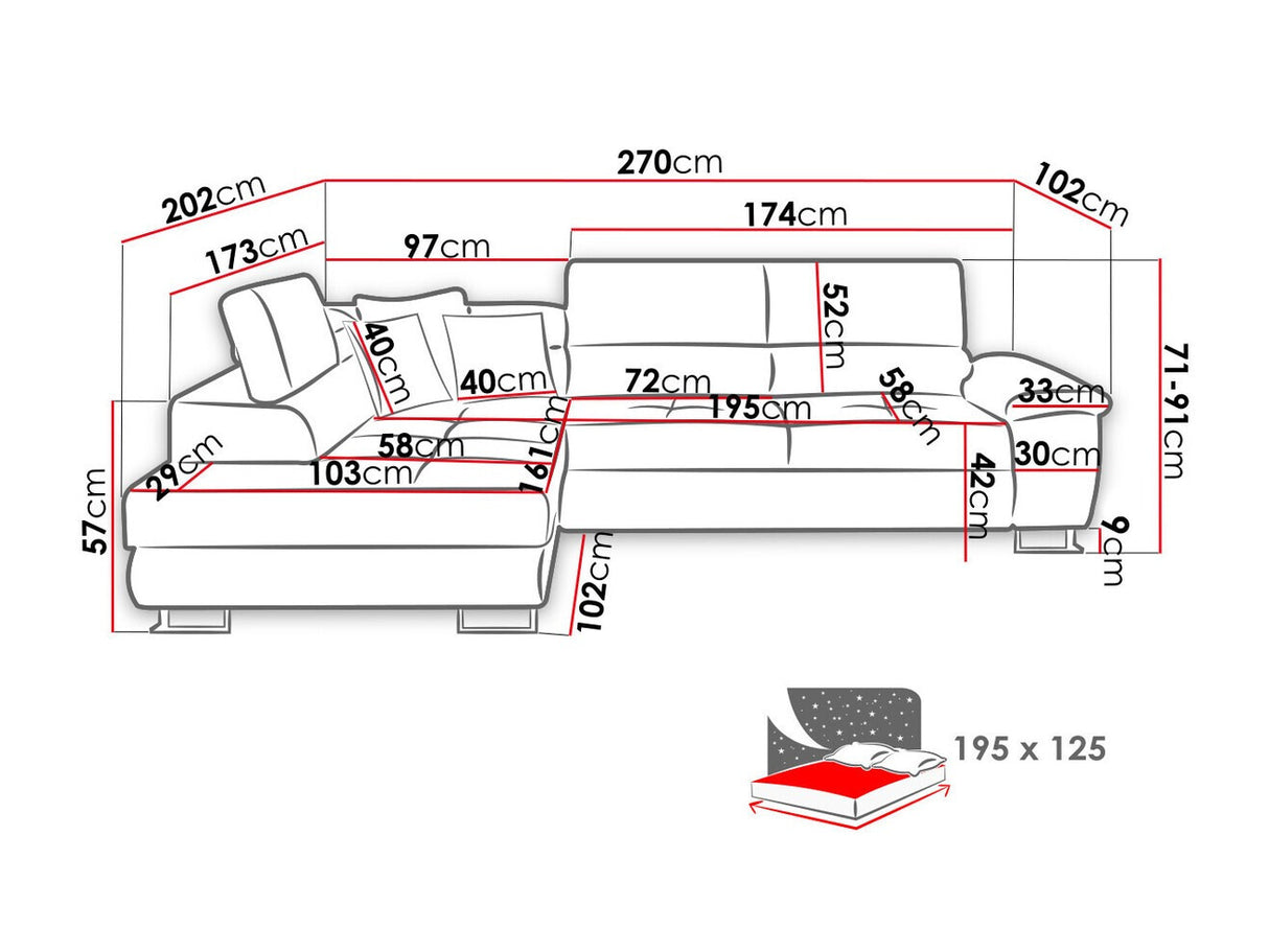Sarokkanapé Kiságyere (Alvin), Szín: Soft 029 + Uttario Velvet 2971 + Kronos 02, Változatok: Balos