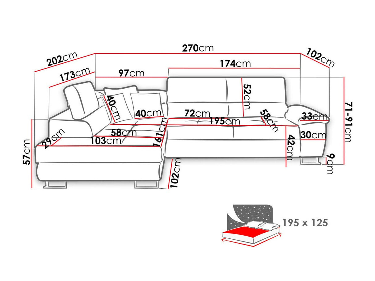 Sarokkanapé Kiságyere (Alvin), Szín: Soft 029 + Uttario Velvet 2971 + Kronos 02, Változatok: Jobbos