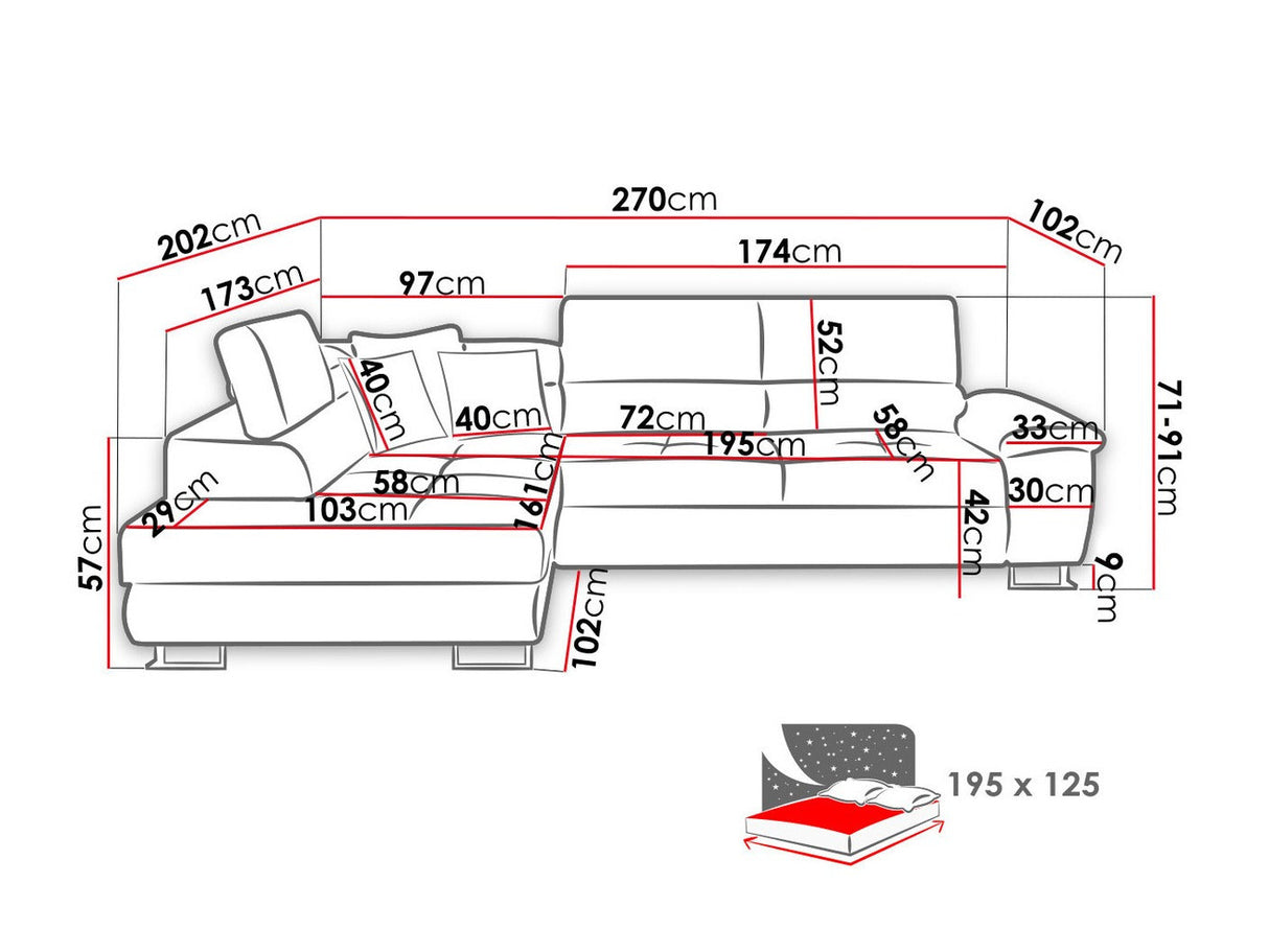 Sarokkanapé Kiságyere (Alvin), Szín: Soft 017 + Uttario Velvet 2979 + Uttario Velvet 2955, Változatok: Balos