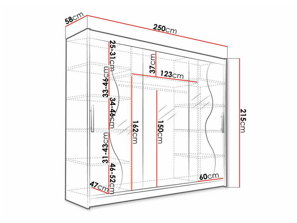 Gardróbszekrény Aston III (Dasto III), Szín: Fehér, Led világítás: Igen