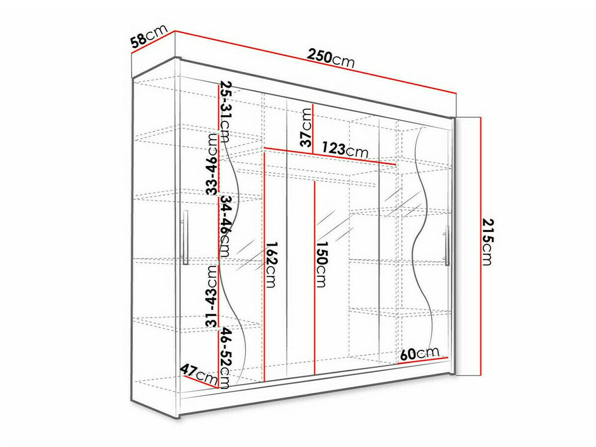 Gardróbszekrény Aston III (Dasto III), Szín: Sonoma tölgy, Led világítás: Igen