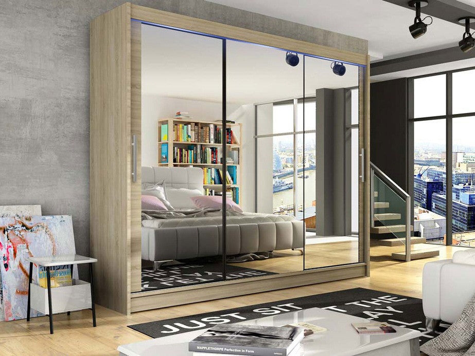 Gardróbszekrény Aston III (Dasto III), Szín: Sonoma tölgy, Led világítás: Igen