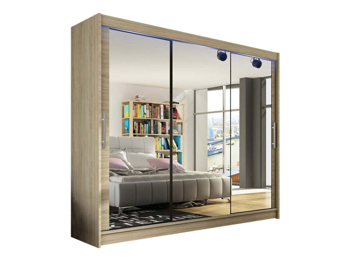 Gardróbszekrény Aston III (Dasto III), Szín: Sonoma tölgy, Led világítás: Igen