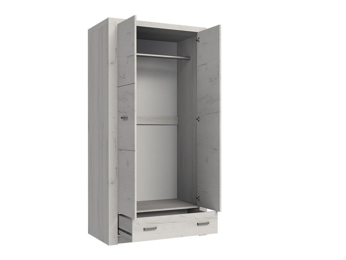 Gardróbszekrény Indianapolis (Nadia N01), Szín: Kézműves fehér