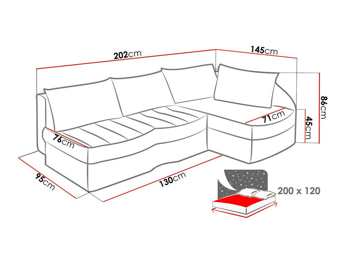 Sarokkanapé Lido (Dido), Változatok: Balos, Szín: Alcala 22 + Puha 20 + Amber 070