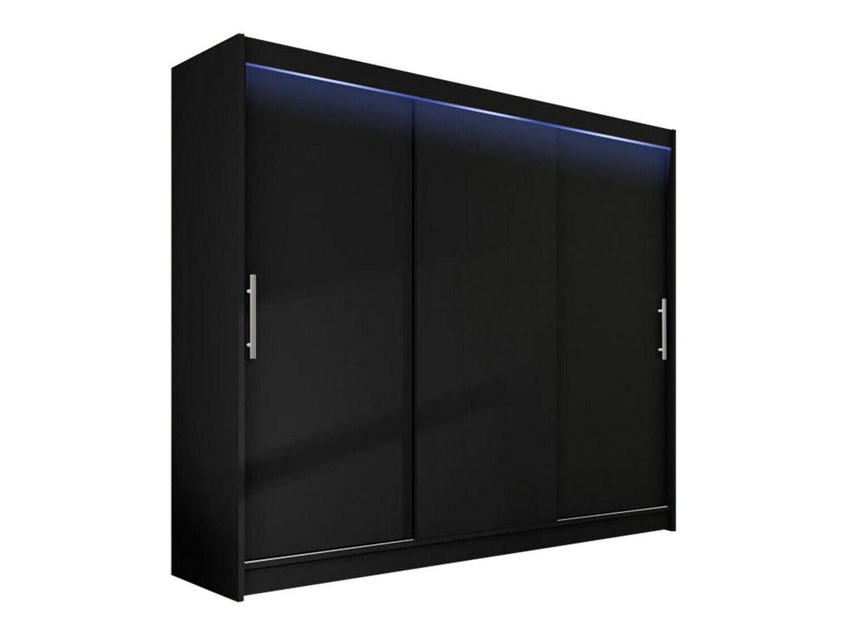 Gardróbszekrény Aston II (Dasto), Szín: Fekete, Led világítás: Igen