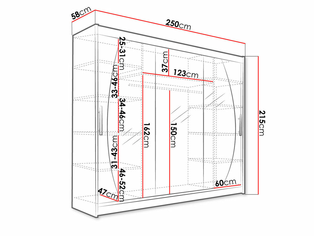 Gardróbszekrény Aston V (Dasto), Szín: Fekete, Led világítás: Nem