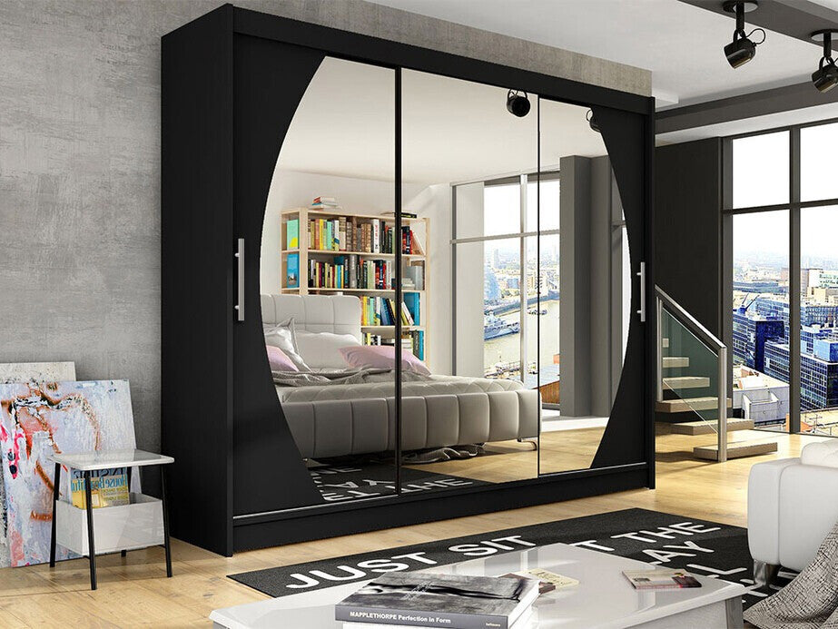 Gardróbszekrény Aston V (Dasto), Szín: Fekete, Led világítás: Nem