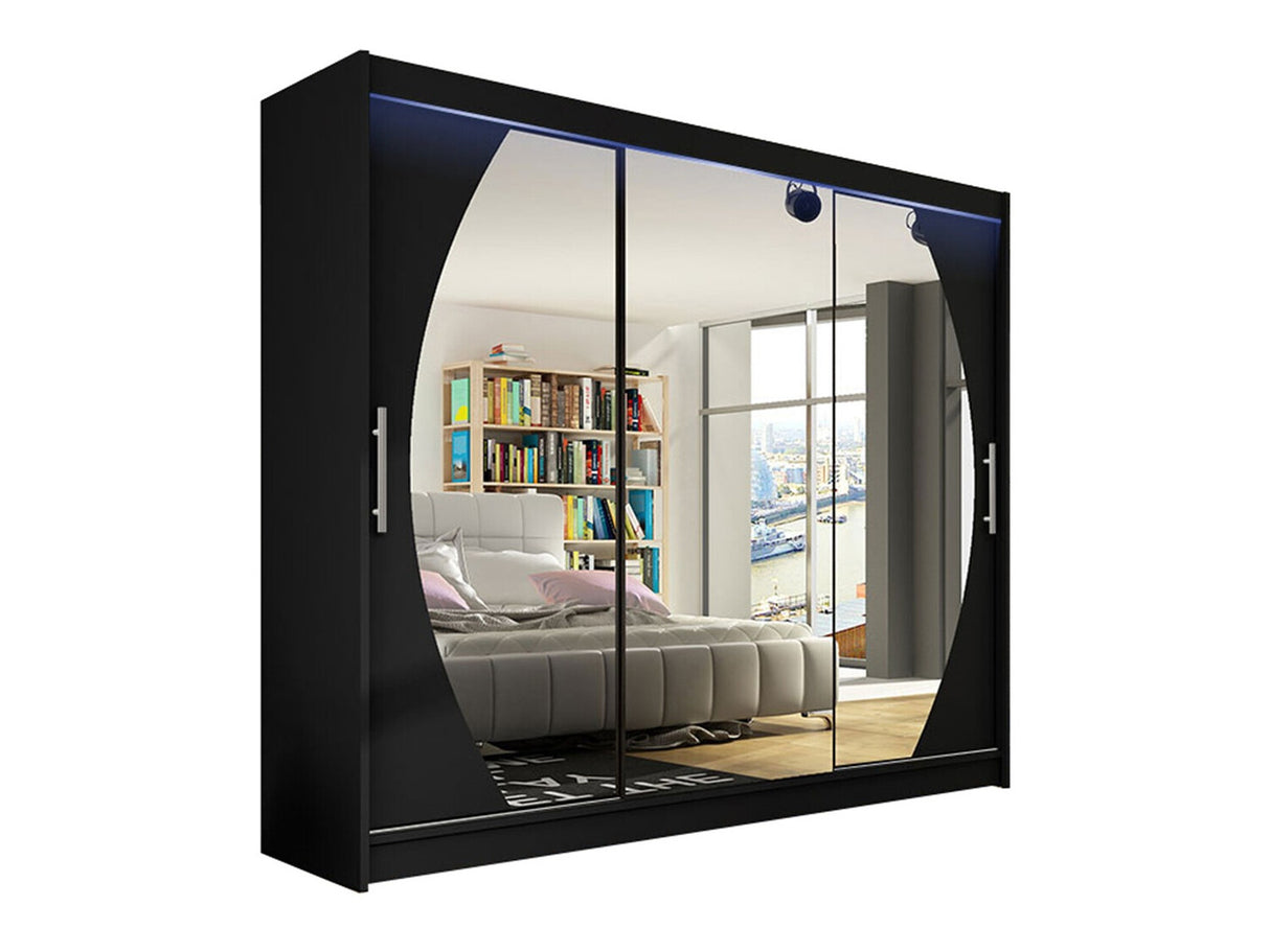 Gardróbszekrény Aston V (Dasto), Szín: Fekete, Led világítás: Igen