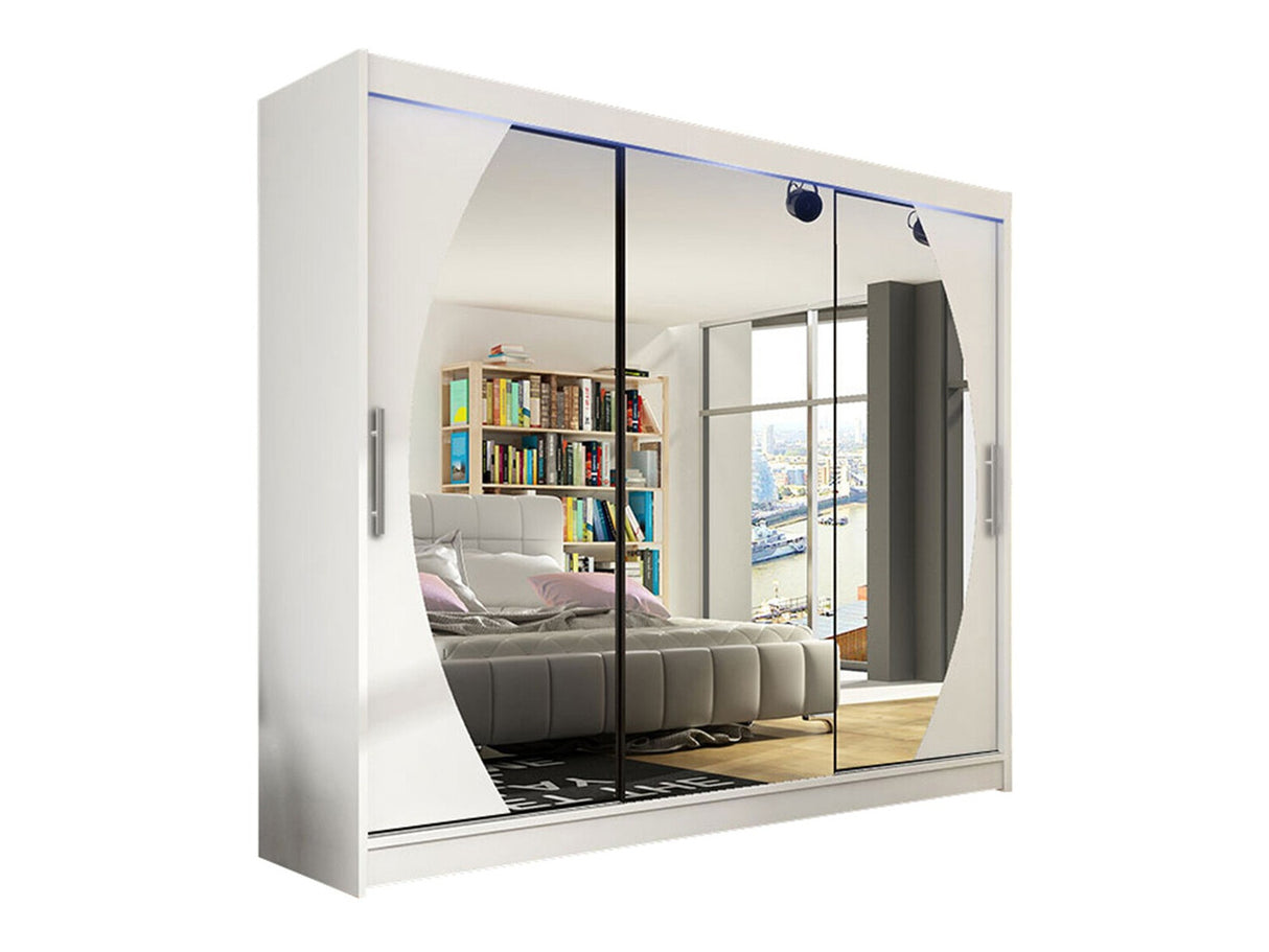 Gardróbszekrény Aston V (Dasto), Szín: Fehér, Led világítás: Igen