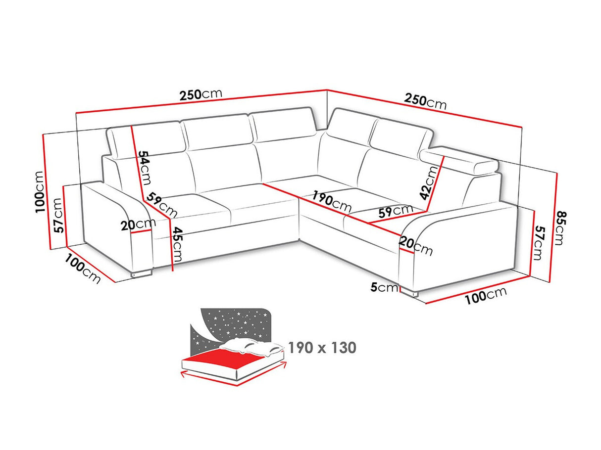 Sarokkanapé Oslo 2rR2p (Losar), Szín: Crown 4