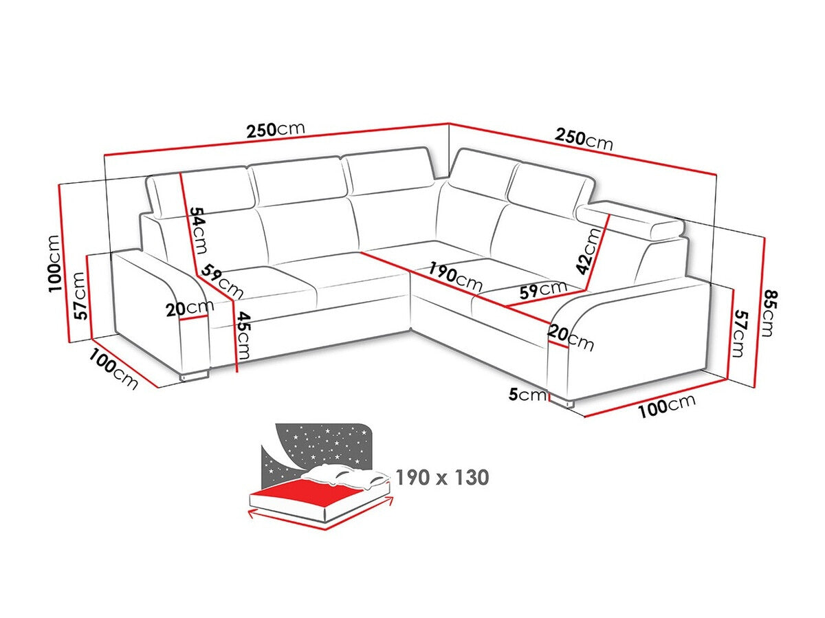 Sarokkanapé Oslo 2rR2p (Losar), Szín: Crown 18