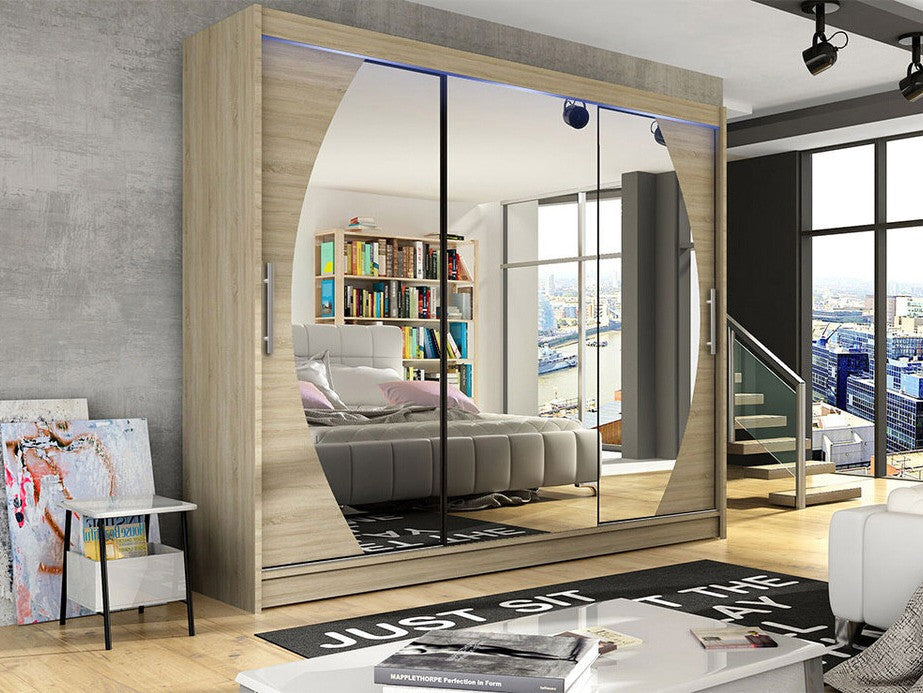 Gardróbszekrény Aston V (Dasto), Szín: Sonoma tölgy, Led világítás: Igen