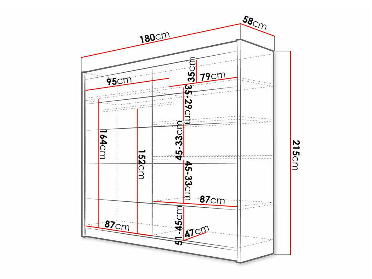 Gardróbszekrény Talin IV (Bárasztalr IV), Szín: Fehér + Fekete, Led világítás: Nem