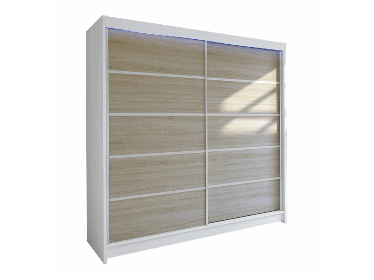 Gardróbszekrény Talin IV (Bárasztalr IV), Szín: Fehér + Sonoma tölgy, Led világítás: Igen