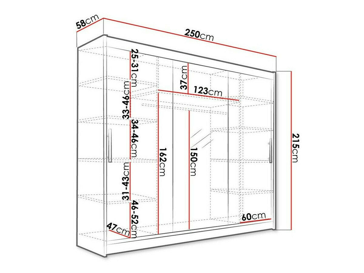 Gardróbszekrény Aston I (Dasto I), Szín: Fekete, Led világítás: Nem