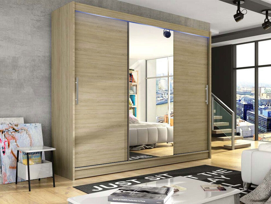 Gardróbszekrény Aston I (Dasto I), Szín: Sonoma tölgy, Led világítás: Igen