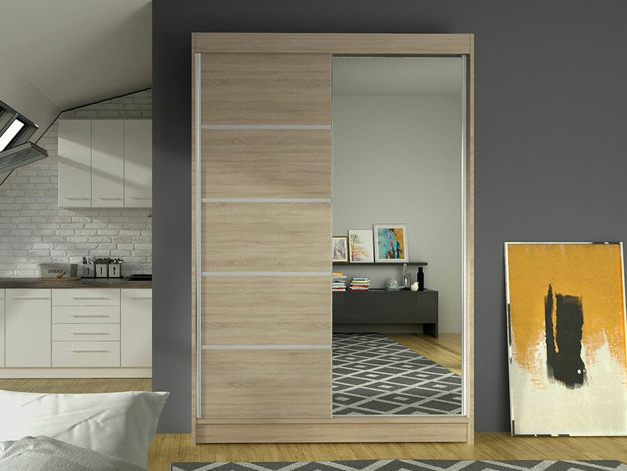 Gardróbszekrény Linem III (Parys III), Szín: Sonoma tölgy, Led világítás: Nem