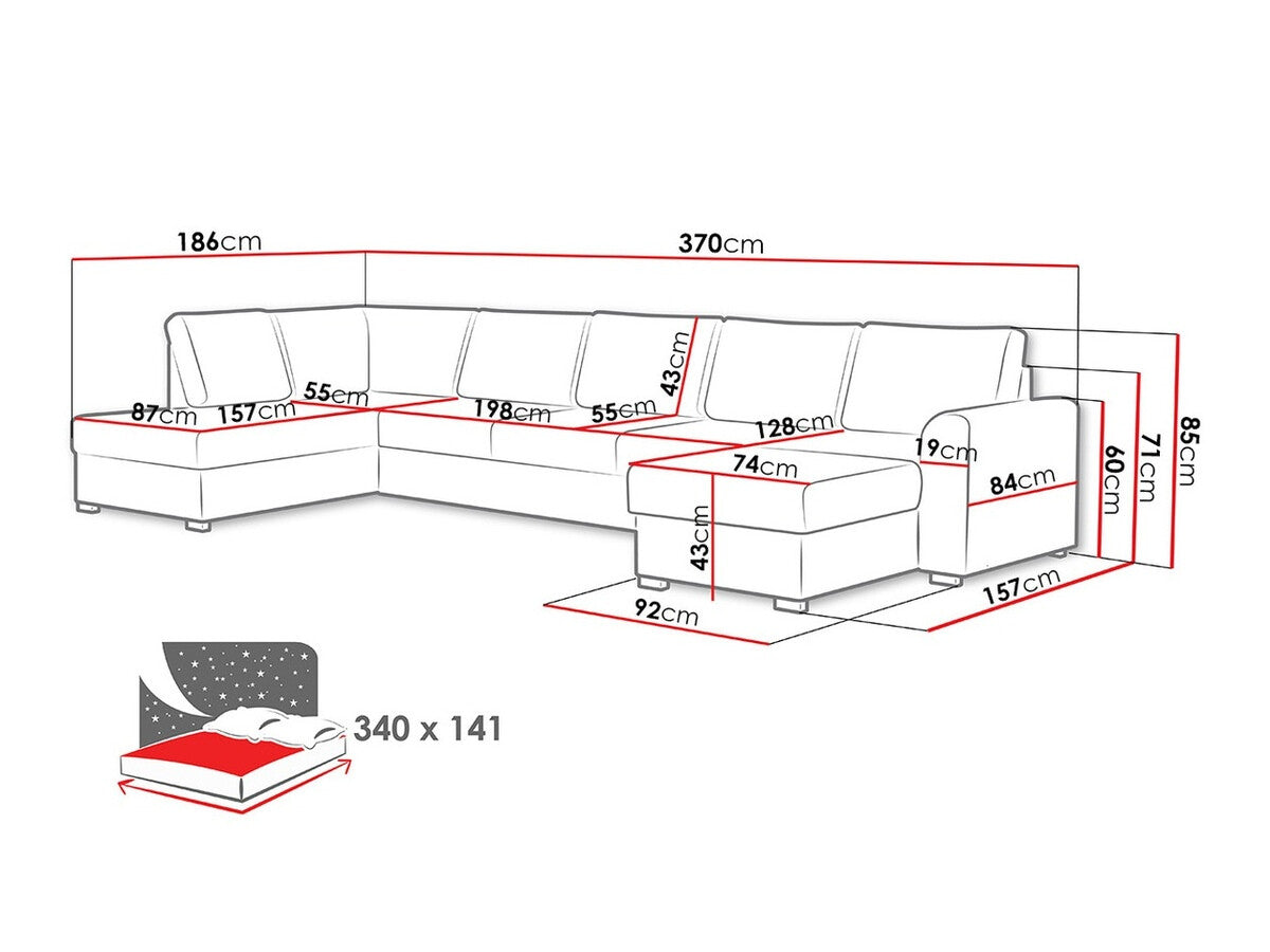 Sarokkanapé Wilma Large (Szafran Large) Toptextil, Szín: Abriamo 03, Változatok: Balos