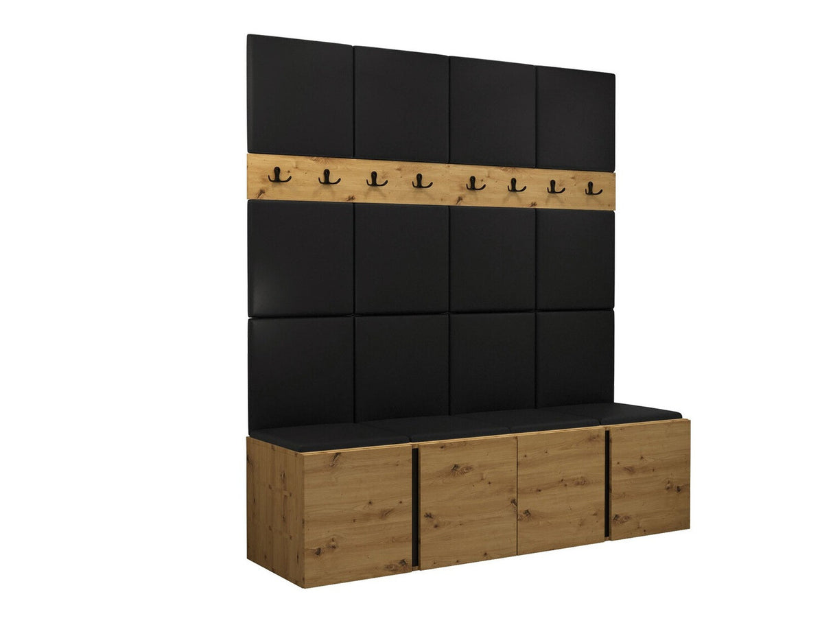 Előszoba garnitúra ORION V (Tavasz V), Keret színe: Artisan tölgy, Puha falpanel színe: Öko bőr Soft 011